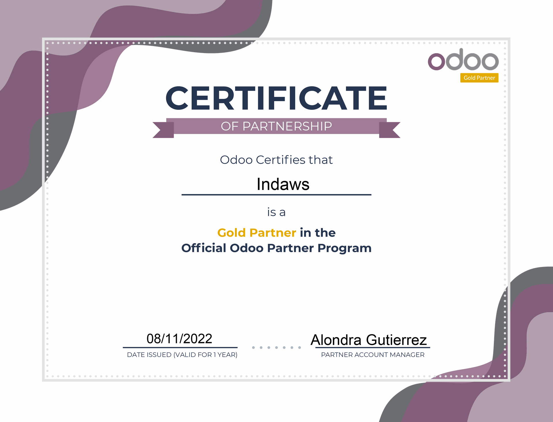 inDAWS Odoo Gold Partner