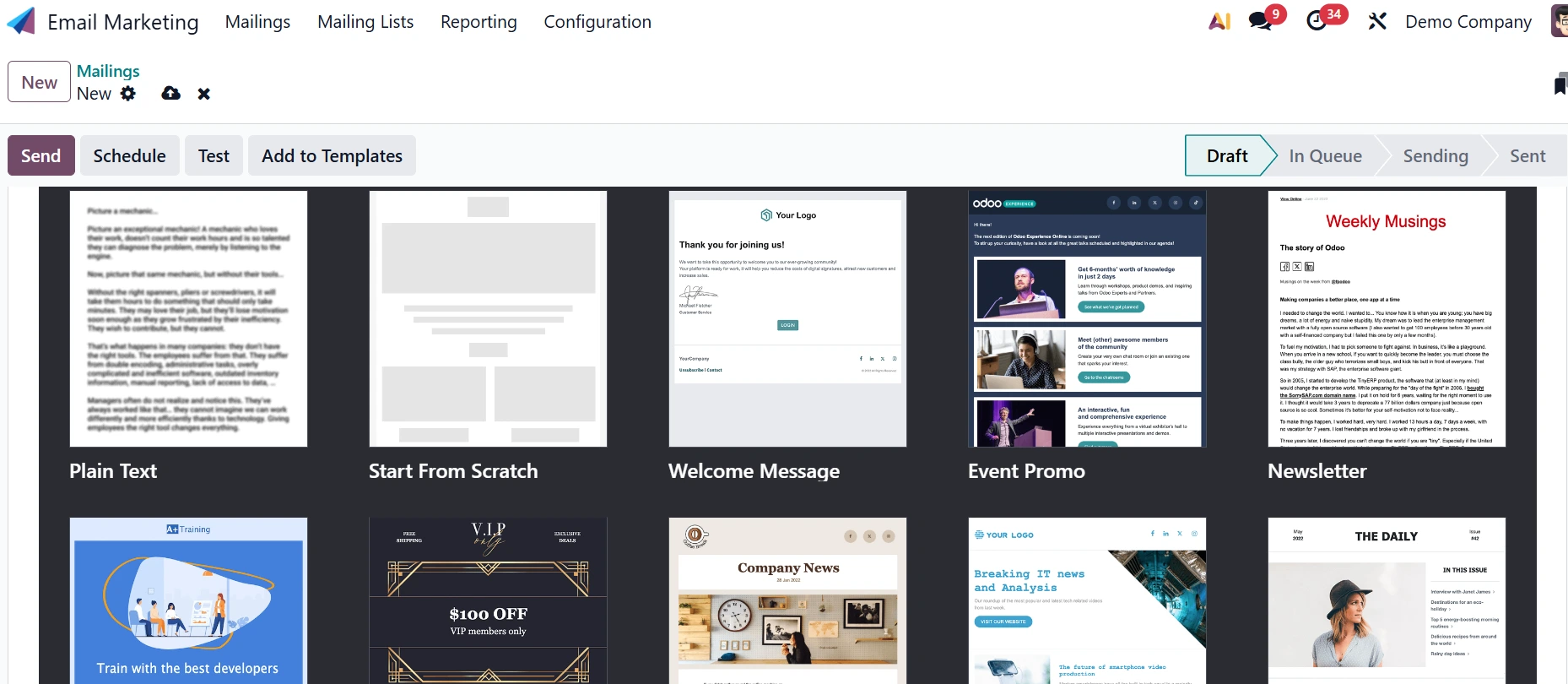 Plantillas E-mail Odoo