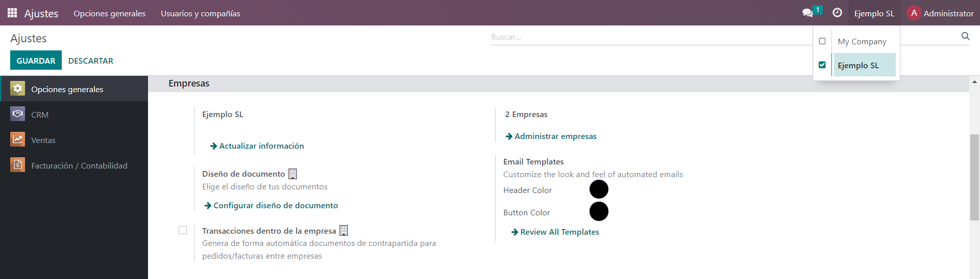 Configuración Odoo Multiempresa